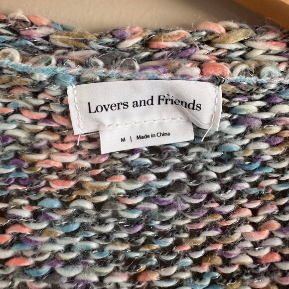 Lovers and Friends Rainbow Pastel Chunky Knit Multi Colored Cardigan Size Medium - Picture 4 of 8